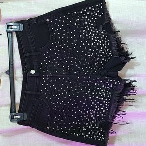 Women's black rhinestone studded shorts New in Boutique